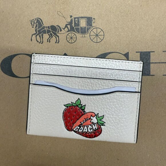 coach Slim Id Card Case With Strawberry Graphic car33 - Picture 1 of 4